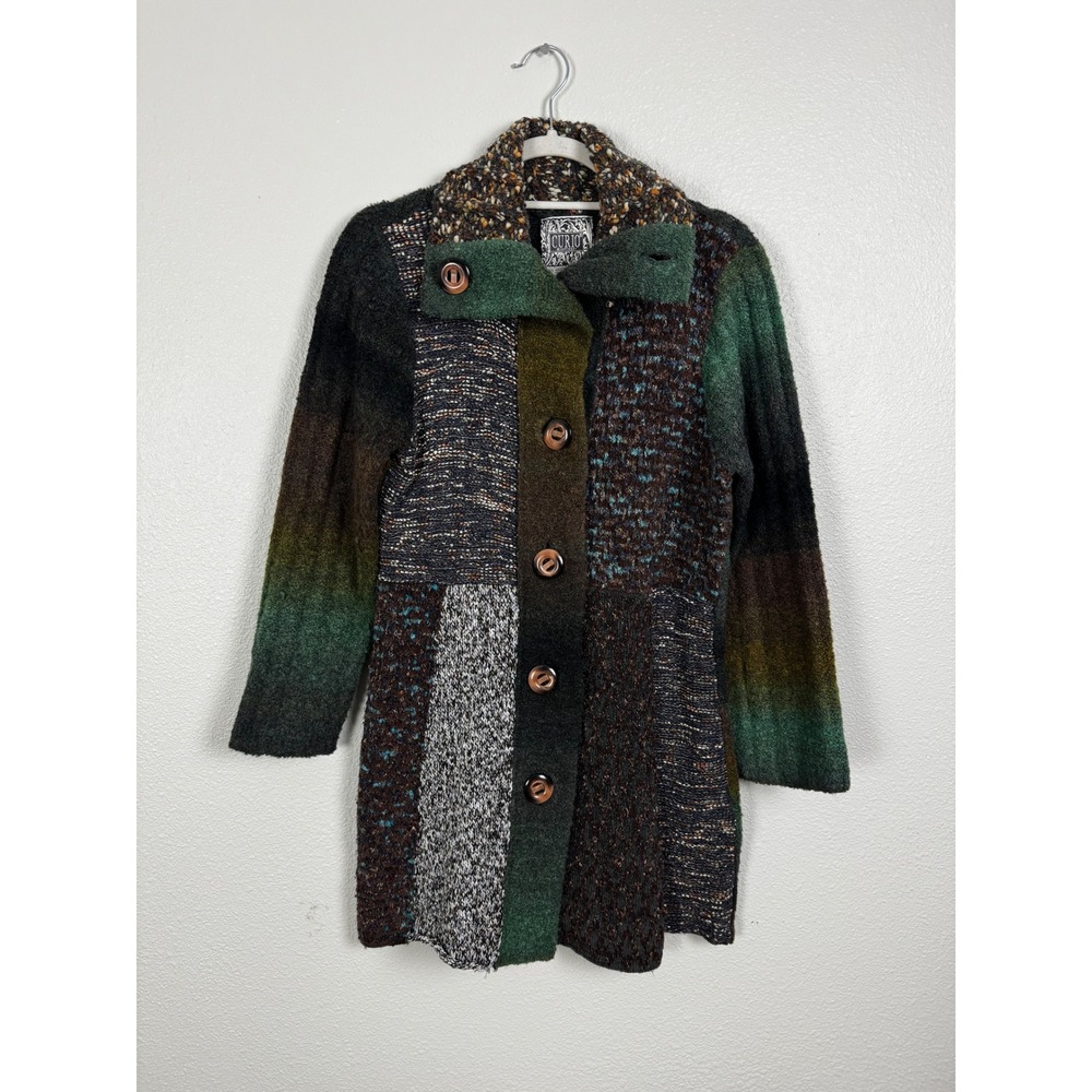Anthropologie Curio M Patchwork Ombre Knit Longline Cardigan Sweater Whimsigoth